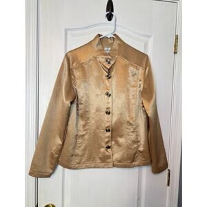 Chicos Women's Gold Button Up Blazer Jacket Size 2 (12)
